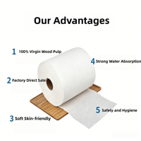Papier toilette en rouleau jumbo doux et écologique, 2 plis, en pâte de bois vierge de qualité supérieure, pour usage commercial en gros