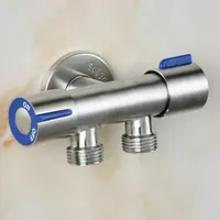 Robinet de salle de bain double contrôle double poignée robinet d'eau froide en acier inoxydable robinet de machine à laver robinet triangulaire