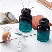 Couvercle en bois vide décoration de la maison forme ronde vert clair 100ml 150ml bouteille diffuseur en verre