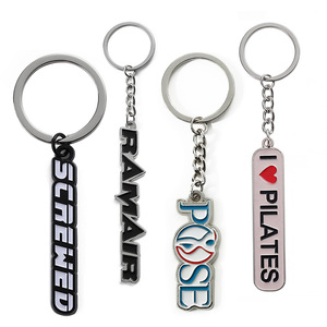 Porte-clés personnalisé en alliage de zinc métallique plaqué argent, logo de <span class=keywords><strong>marque</strong></span> d'entreprise, lettre personnalisée, porte-clés en émail <span class=keywords><strong>pour</strong></span> cadeaux d'entreprise - Product Image 1
