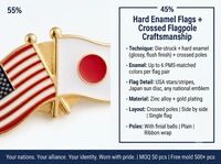 Broche de revers en métal OEM, double drapeau ondulant, émail dur, drapeau croisé USA-Japon, cadeau diplomatique
