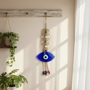 Macramé mauvais œil tenture murale 11x30cm ornement pièce décorative durable et élégante - Product Image 3