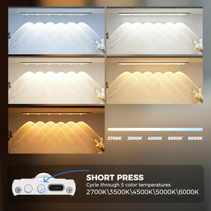 Barre lumineuse <span class=keywords><strong>LED</strong></span> <span class=keywords><strong>sous</strong></span>-armoire avec capteur de mouvement PIR, 5 couleurs et luminosité réglable pour armoire de <span class=keywords><strong>cuisine</strong></span> - Product Image 5