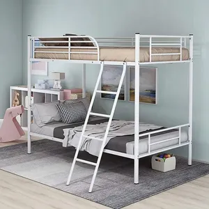 Lit superposé simple double <span class=keywords><strong>en</strong></span> métal moderne <span class=keywords><strong>en</strong></span> <span class=keywords><strong>fer</strong></span> blanc avec échelle pour enfants, adultes, adolescents, enfants 90x200 - Product Image 4