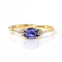 Bague japonaise incrustée de cuivre électroplaqué (non-tanzanite) pour femme, style Instagram, colorée, classique, rétro, pour le quotidien