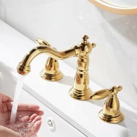 Robinet de lavabo rétro européen à 3 trous, mitigeur chaud/froid à double poignée, Torneira pour projets et vente en gros aux distributeurs