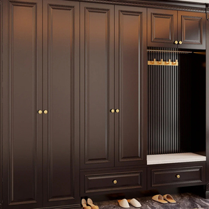 <span class=keywords><strong>Mueble</strong></span> Zapatero de Estilo Francés Tradicional Moderno para Sala de Estar, Almacenamiento Modular Personalizado para Toda la Casa con Puertas Tejidas de <span class=keywords><strong>Ratán</strong></span> Integradas - Product Image 1