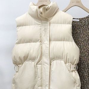 Nueva llegada Otoño Invierno mujer acolchado abajo chaleco Color <span class=keywords><strong>s</strong></span>ólido botón cremallera Puffer chaleco moda casual prendas de vestir chaleco - Product Image 4