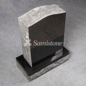 Tomba naturelle de Style américain, <span class=keywords><strong>pierre</strong></span> à tête verticale <span class=keywords><strong>classique</strong></span> en granit noir - Product Image 2