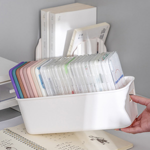 Desktop Storage Basket White Rectangle No Lid Medium Size For Cosmetics Snacks Bathroom Organizer - Product Image 2
