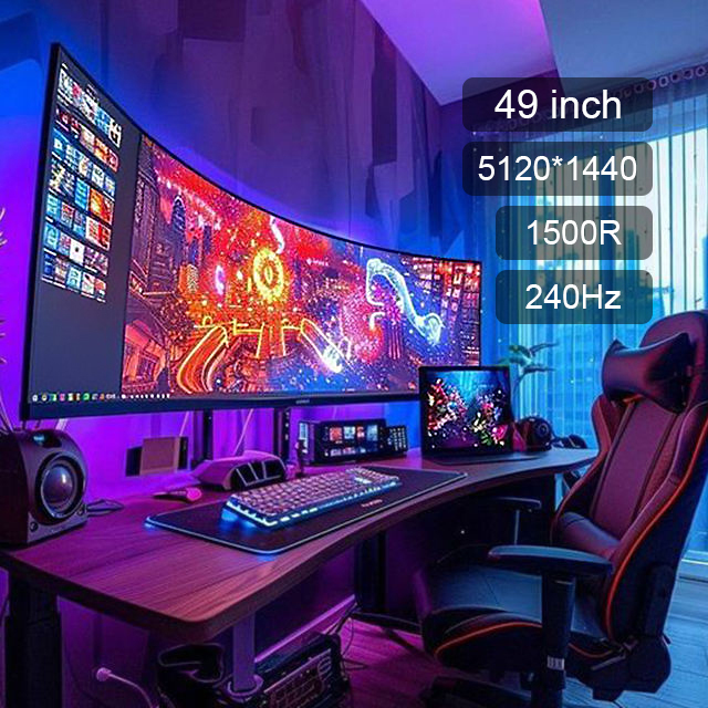 Curved 49-Inch 5K 32:9 Ultrawide 240Hz HDR400 Gaming Monitor for Desktop Use with DP Interface and Split Screen