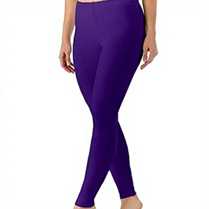 Leggings unis violet taille mi-haute longueur complète, respirants, décontractés, extensibles, en tricot Spandex Nylon, pour femme, collection Printemps - Product Image 4