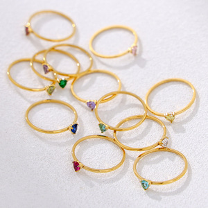 Anillo de Piedra Natalicia Personalizado, Chapado en Oro de 18k, con Zirconia en Forma de Corazón, Anillos de Boda de Acero Inoxidable, Joyería al por Mayor, ALN25122564 - Product Image 5