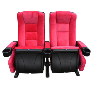 เก้าอี้โรงหนังหุ้มกำมะหยี่สีแดงพร้อมที่วางแก้ว รุ่น MZ-Y05 จาก Mingzhong Furniture - Product Image 2