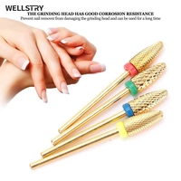 Kit de polissage et de ponçage pour pédicure luxueux WELLSTRY, tête conique en carbure de tungstène, embout de perceuse à ongles 3/32'', boîte