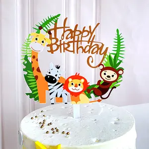 15x19 см сафари Вечеринка джунгли украшения для вечеринки с животными аксессуары для торта вставка с животными джунглей для торта на день рождения
