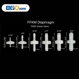 Dgozone Nhà Máy Giá 1/16 <span class=keywords><strong>Inline</strong></span> <span class=keywords><strong>hose</strong></span> barb pvdf màng kiểm tra van tắt van cho oxy Máy phát điện Ozone Ống - Product Image 3