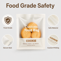 Sachet d'emballage pour biscuits imprimé sur mesure avec fenêtre transparente, sac plat thermoscellable de qualité alimentaire avec bande de fond et logo