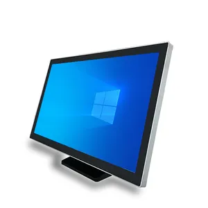 Monitor layar sentuh pc 19 inci, bingkai aluminium perak kapasitif lcd semua dalam satu desktop monitor layar sentuh pc semua dalam satu layar sentuh