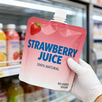 Emballage de boisson aux fruits personnalisé de 150 ml et 200 ml, sachet debout avec bec verseur brillant, bec verseur de 8,6 mm