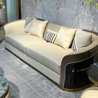 Canapé en cuir italien de luxe léger, meubles sur mesure haut de gamme pour villa, salon de luxe, grand appartement, armoire complète pour toute la maison