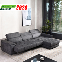 Sofá Eléctrico en Forma de L, Muebles Seccionales, Sofá Cama Extraíble, Sofá de Esquina de Tela de Lujo, Sofá Moderno para Sala de Estar