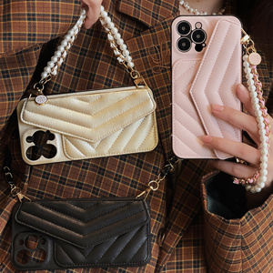 New Lady Wallet cross-cơ thể Dây Ngọc Trai Chuỗi điện thoại di động Trường hợp đối với iphone15pro Max đa chức năng da Wallet trường hợp điện thoại - Product Image 2