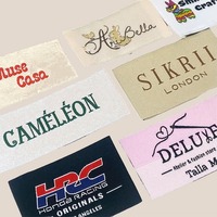 Étiquettes tissées personnalisées haute densité pour vêtements, sacs et chaussures, avec logo couleur et application thermocollante