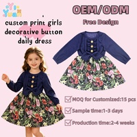 Robe longue à manches longues pour filles, avec nœud, volants et imprimé floral, style swing, personnalisable OEM/ODM, idéale pour le quotidien et les fêtes