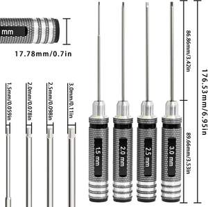 Conjunto de Chaves Hexagonais 1.5 2.0 2.5 3.0 Mm Chave de Fenda para Controle Remoto, Ferramenta de Precisão em Aço Liga para Manutenção de Carros RC - Product Image 2