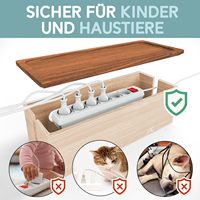 Boîte de rangement pour câbles en bois naturel, organisateur de cordons grand et moyen format pour dissimuler les fils et les multiprises pour TV, bureau, ordinateur