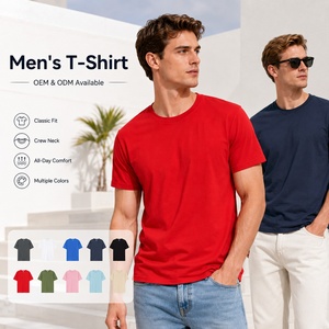 เสื้อยืดคอกลมผู้ชายผ้าเนื้อนุ่มพรีเมียมสำหรับสกรีนโลโก้ตามสั่ง ทรงคลาสสิค เสื้อผ้าแบรนด์ OEM ขายส่ง - Product Image 1