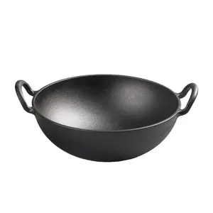 Mcooker Fashion Enamel Enameled Cast Iron 36CM Deep Frying Non Stick Pan Pot Wok With Loop Handle