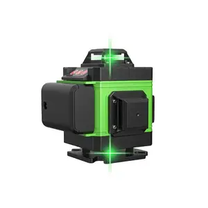 ضوء أخضر 4D 16 خطوط متقاطعة دوارة مستوى الليزر ، آلة مستوى أفقي عمودي شعاع أخضر