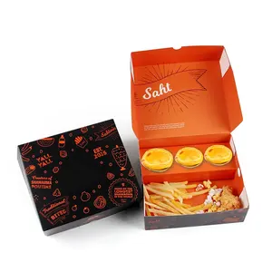 Creatieve Papieren Verpakking Snack Voedsel Papier Doos Met Logo Voor Gebakken Kip Combinatie Snack Box Picknick Box