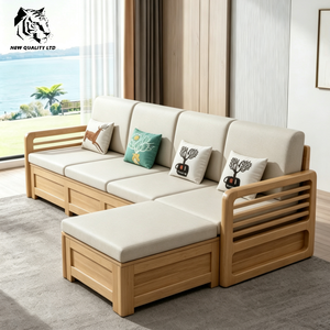 chinese factory good price customizable large stock ready to ship new design fabric sofa living room furniture wood storage sofa - Product Image 4