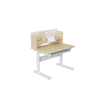 Ensemble Bureau et Table d'Étude Moderne en Bois pour Écolier avec Hauteur Réglable, Étagère et Tiroir de Rangement