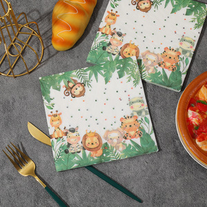 Zoo Printed Paper Napkins 330mmx330mm 2-Ply Disposable For Themed Party Use - Product Image 2