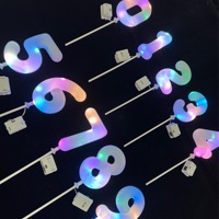 Usine En Gros Led Gâteau Topper Avec Lumière Numérique Gâteau Topper Cuisson Dessert Décoration Fleur anniversaire gâteau toppers