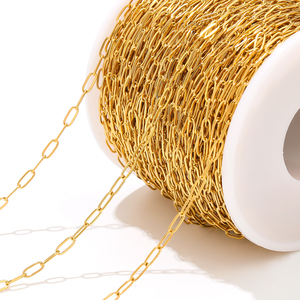 Nieuw Ontwerp Roestvrijstalen Kettingrol 18K Echt Vergulde 2.5Mm * 6.5Mm Lange Platte Ketting Voor Het Maken Van Ketting Sieraden - Product Image 1