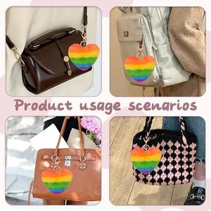 Porte-clés pompon en fausse fourrure de lapin de 8 cm, doux et mignon, en forme de cœur, pour sac à dos, idéal pour la Saint-Valentin, un anniversaire ou un mariage - Product Image 3