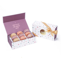 Boîte d'emballage magnétique personnalisée de luxe, cadeau alimentaire, biscuits, macarons, emballage de biscuits, boîtes en papier rigides, LD-0425011 500 pièces