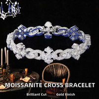 Bracelet Hip Infinity en Argent Sterling 925 Plaqué Or Blanc, Sertissage Griffe, Moissanite VVS Taille Brillant, Croix Givrée 14mm, Bijoux de Mode
