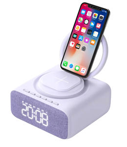 KINGSTAR-soporte portátil para teléfono móvil, Despertador con carga inalámbrica, luz LED, tela, altavoz BT - Product Image 2