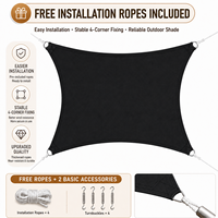 Voile d'ombrage triangulaire en HDPE noir stabilisé aux UV pour patio, pergola, cour et jardin, protection solaire