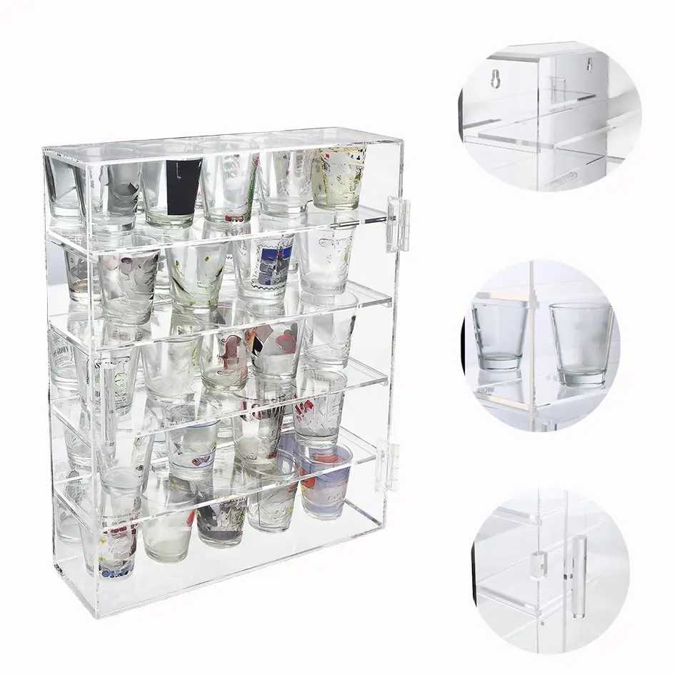 Présentoir en acrylique led de comptoir personnalisé d'usine Vitrine de magasin de collection présentoir en acrylique à 5 niveaux