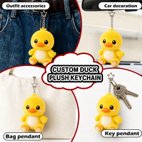 Porte-clés personnalisé en peluche canard 10 cm, mini oiseau jaune en peluche, breloque mignonne pour sac, rembourré en coton PP, porte-clés brodé