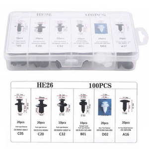 HE26 100PCS Universal <b>Car</b> Buckle Set Nylon <b>Push</b> Type Retainer Door Trim Shield Cover C05 C20 C32 B01 D02 A16 - Product Image 1