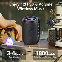 Altavoz Bluetooth Portátil para Exteriores con Resistencia al Agua IPX7, Sonido Estéreo Inalámbrico de 12W, Bluetooth 5.4, 12 Horas de Reproducción, Luces RGB, Emparejamiento TWS