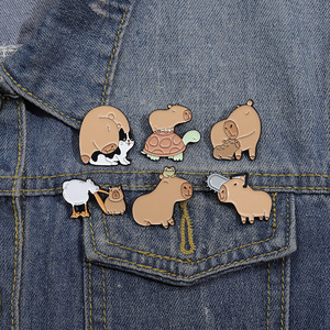 Kustom lucu Capybara Enamel pin kartun hewan perhiasan kerah lencana bros Souvenir untuk anak-anak dan teman Casting Teknik - Product Image 2